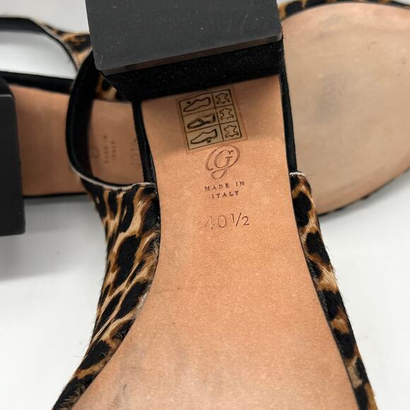 M GEMI Slingback Pump Womens 10.5 Leopard Print Calfhair Pointy Block Heel Suede - Picture 9 of 10